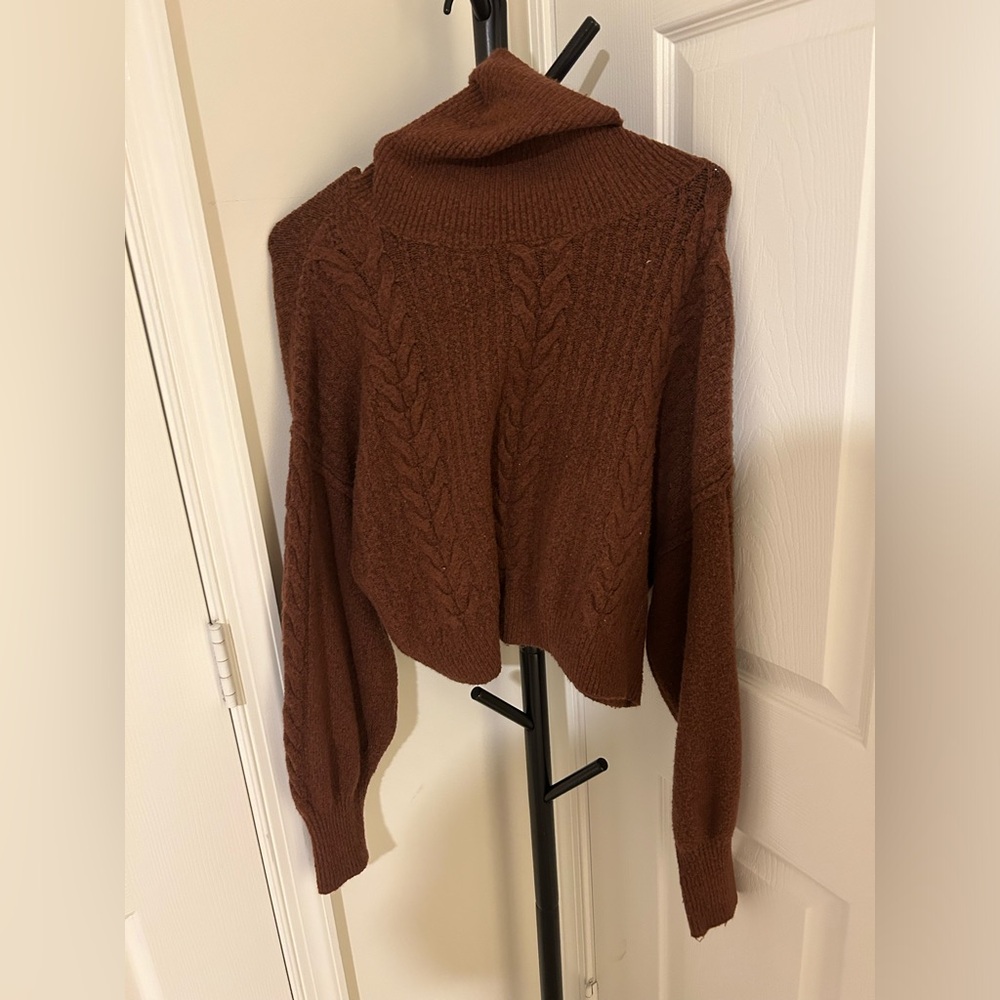 dark orange/brown turtleneck cropped sweater 🤎